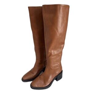 Ladies Franco Sarto Dorica Wide Calf Tall Shaft Taupe Brown Leather Boots 9M WC